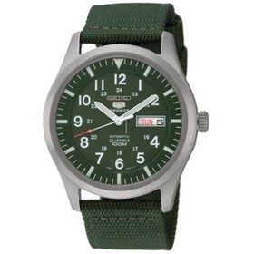 تصویر ساعت اتوماتیک مردانه ی سیکو با بند کرباسی سبز - seiko Seiko SNZG09K1 Men's Automatic Analogue Watch with Fabric Strap, Green/Green, 42 mm, Strap