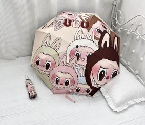 تصویر چتر اتوماتیک تاشو فانتزی طرح کرومی در چند رنگ؛ اندازه قوس سایبان 110 سانتی متر Fancy automatic folding umbrella , canopy arc size 110 cm.