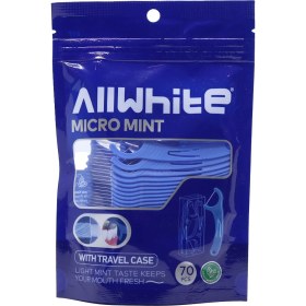 تصویر نخ دندان کمانی نعنایی مدل میکرو مینت آل وایت 70 عددی Allwhite Micro Mint Dental Flosser 70 pcs