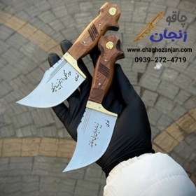 تصویر چاقوی سفری مرد جنگی و زیبارویان ساخت زنجان همراه با غلاف 