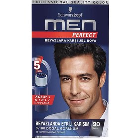 تصویر کیت رنگ موی فوری آقایان شوارتسکف کاملا مشکی مدل Perfect Men Schwarzkopf Men Perfect No.90