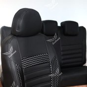 تصویر روکش صندلی خودرو سوشیانت مناسب کوییک و تیبا 2تمام چرم خرجکار مشکی مدل الوند 