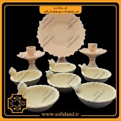 تصویر ست هفت سین کاسه پرنده با شمعدان کمانی سفالند 