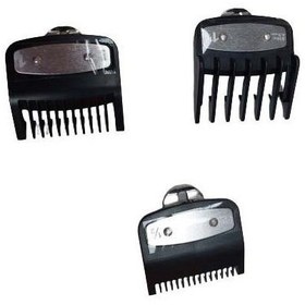 تصویر ست 3 عددی شانه فلزی ماشین اصلاح وال شماره ( 0/5 و 1 و 1/5 ) / Set of 3 metal combs for shaving machine Val No. (0.5, 1 and 1.5) 