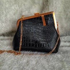 تصویر کیف دهانه فلزی طرح فندی چرم طبیعی ورنی 