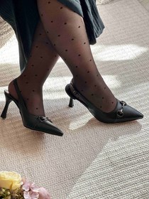 تصویر کفش پاشنه‌دار زنانه مشکی نوک‌تیز پشت‌باز | پاشنه ۷ سانت Women’s Black Slingback Heels – 7 cm