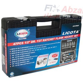 تصویر جعبه بکس 47 عددی لیکوتا مدل ALK-8002F Socket Set Licota Model ALK-8002F 1/2 inch