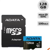تصویر کارت حافظه میکرو اس دی ای دیتا ADATA 128GB UHS I Class10 R100W25 Micro SD Card