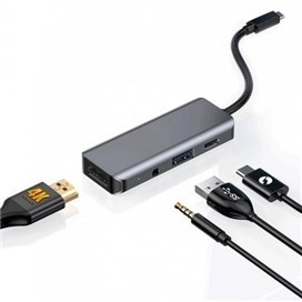 تصویر هاب 4 پورت پرودو Porodo 4 in 1 HDMI 4K USB-C Hub PD-41CHB-GY 