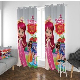 تصویر پرده اتاق کودک طرح دختر توت فرنگی 