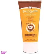 تصویر کرم ضد آفتاب فاقد چربی سان سیف (Sun safe) با SPF50 رنگ بژ روشن حجم 40 میلی لیتر 