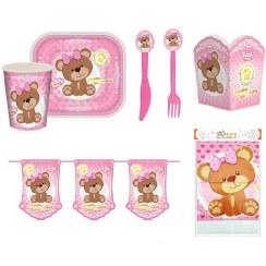 تصویر مجموعه 69 عددی تم تولد تدی دخترانه 