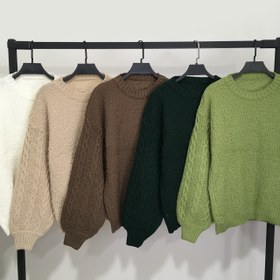 تصویر بلوز بافت آستین پفکی مهنا 