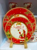 تصویر بشقاب ‌و پیش دستی بابانوئل کریسمس (قرمز) 7201 