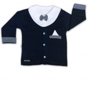 تصویر بلوز بچه‌گانه آستین بلند کوکالو طرح سرمه‌ای پاپیون | مناسب نوزاد تا ۳ سال 