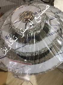 تصویر لوستر مدرن پله سقفی دایره استیل سایز ۱۵+۳۰+۵۰ سانتیمتر 