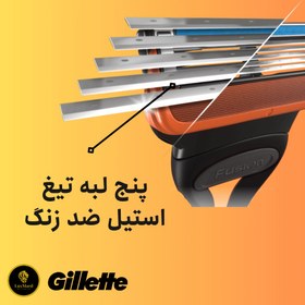 تصویر ژیلت 5 لبه به همراه یدک مدل Fusion 5 ا Gillette Fusion 5 original self-shaver with 5 blades Gillette Fusion 5 original self-shaver with 5 blades