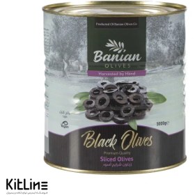 تصویر زیتون سیاه اسلایس بانیان ۳ کیلویی ا sliced olive black 3 kg sliced olive black 3 kg