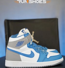 تصویر کفش کتونی جردن وان ساقدار آبی طوسی - 4 Air Jordan 1 Retro High OG True Blue