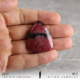 تصویر نگین رودونیت Rhodonite کانادا معدنی بسیار خوشرنگ تراش اشک با نقوش خاص کیفیت عالی وزن 80 قیراط تخصصی چاکرای 1 و 2 