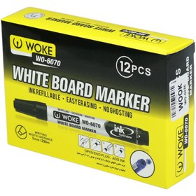 تصویر ماژیک وایت برد وک نوک تخت رنگی Woke WO-6070 بسته ۱۲ عددی ا Woke WO-6070 colorful White Board Marker Woke WO-6070 colorful White Board Marker