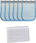 تصویر لوازم حمام نازک آبی 6 عددی + صابون طبیعی حمام دالان سلطان 200 گرم برند kelebek - invalid brand Hamam Thin Bath Washcloth Standard Blue 6 Pieces + Dalan Sultan Hamam Natural Bath Soap 200 gr