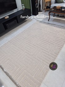تصویر فرش ماشینی پینترستی مدرن کد 8016 کرم چرک 