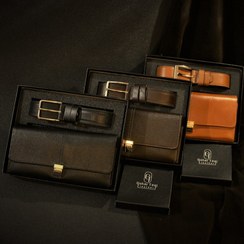 تصویر ست هدیه 2piece مردانه چرم طبیعی مدل LPS-03 