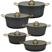 تصویر سرویس قابلمه یونیک مدل UN8403 ۱۰ پارچه چدن طوسی فلورانس 