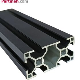 تصویر پروفیل شیاردار آلومینیومی 30*60 رنگ مشکی سبک شیار 8mm Black Anodized 60x30mm Aluminium Extrusion T-Slot Profile, slot width 8mm, Light