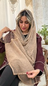 تصویر شال دو تیکه توری خاکی 