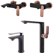 تصویر ست شیرآلات راسان مدل آوات مشکی رزگلد 