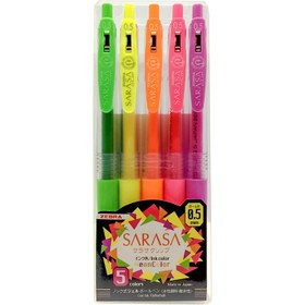 تصویر روان‌نویس 0.5 میلی‌متری زبرا مدل Sarasa Neon بسته 5 عددی ا Zebra Sarasa Neon 5 Color Rollerball Pen Zebra Sarasa Neon 5 Color Rollerball Pen