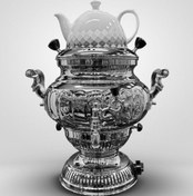 تصویر سماور گازی سیلور مدل ویکتوریا آیینه ای پایه گرد ۸لیتر Samovar silver