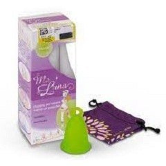 تصویر کاپ قاعدگی مدل کلاسیک ساقه ای سایز متوسط رنگ سبز ملونا Meluna Menstrual Cup medium Size Green