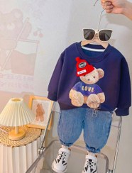 تصویر ست بلوز و شلوار بچگانه تدى كلاه برجسته کد 2067 