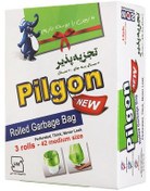 تصویر کیسه زباله ۳ رول جعبه‌ای متوسط سبز – تولید شرکت پیلگون - بسته Medium Green Garbage Bags – 3 Rolls Box – Pilgon