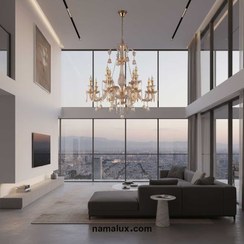 تصویر لوستر شاخه ای باکارات عسلی (کد:1306) 