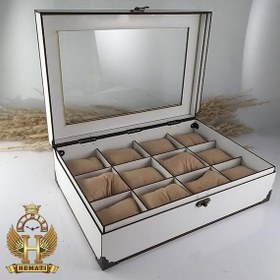 تصویر جعبه ساعت کلکسیونی چوبی 12تایی box12MDF102 (سفید) 