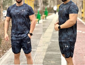 تصویر ست تیشرت شلوارک ورزشی مردانه فلامنت طرح سابلی UNDER ARMOUR UNDER ARMOUR