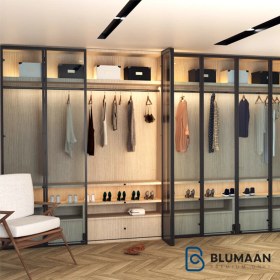 تصویر مکانیزم درب تاشو آکاردئونی دو درب پروفیل آلومینیوم درب شیشه‌ای (عرض هر درب حداکثر 1200mm) K016 - فانتونی 