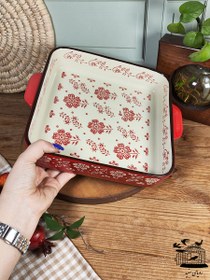 تصویر تابه مربع گل قرمز 