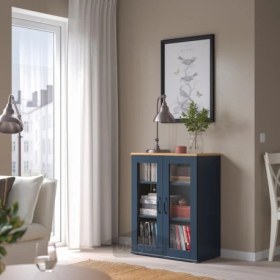 تصویر کابینت با درب های شیشه ای ایکیا مدل IKEA SKRUVBY رنگ مشکی-آبی تحویل 29 روزه IKEA SKRUVBY