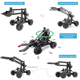 تصویر کیت بازوی ربات و بیل مکانیکی کنترل از راه دور VANLINNY، کیت های علمی 3 در 1 با ماشین رباتیک 4-DOF، اسباب بازی برنامه نویسی الکترونیکی برای کودکان بالای 8 سال، علاقه STEM را به علم ترویج می کند، هدایای تولد برای پسر/دختر 