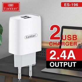 تصویر شارژر دیواری فست شارژ Earldom ES-196 2 Earldom ES-196 2.4A Fast Wall Charger With