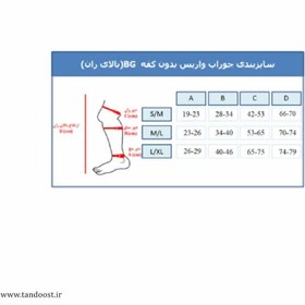 تصویر جوراب واریس bg ورنا بدون کفه بالای ران سیلیکون دار کلاس 2 