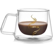 تصویر ماگ پیرکس دوجداره طرح کافی کد 4813 Double-walled pyrex mug coffee design