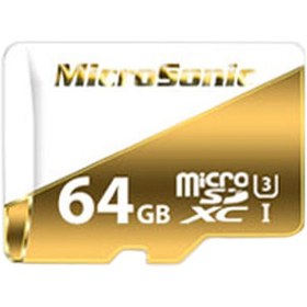 تصویر کارت حافظه microSDXC میکرو سونیک مدل 533X-A1-V30 کلاس 10 استاندارد UHS-I U3 سرعت 80MBps ظرفیت 64 گیگابایت 