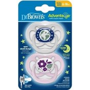 تصویر پستانک ارتودنسی دکتر براونز ۲ عددی مناسب ۶ تا ۱۸ ماه 