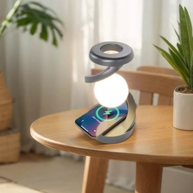 تصویر شارژر وایرلس و چراغ خواب آویز چرخشی Rotating Light Ball Lamp with Mobile Phone Wireless Charging Function